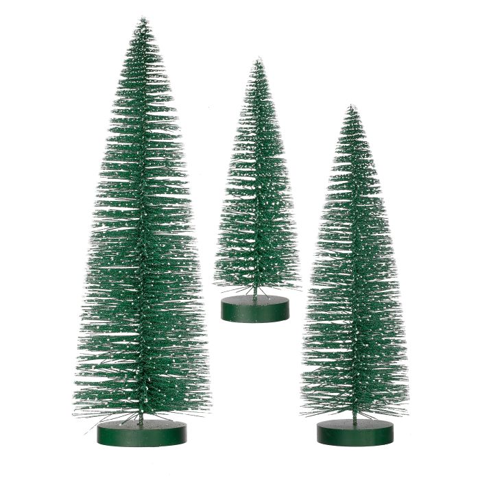 15" GREEN SNOW TIPPED BRISTLE TREE INDIVIDUAL