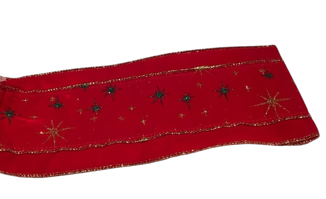 4"X10Y VELVET W/JEWEL SPARKLE CHARM RIBBON