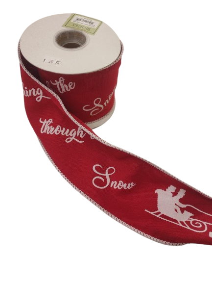 4"X5Y DASHING THROUGH SNOW CANVAS RIBBON