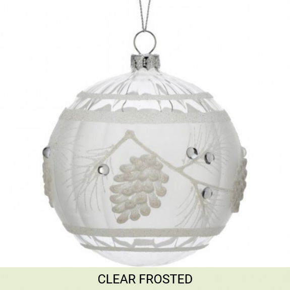 4" GLS W/JEWEL ETCHED PINECONE ORNAMENT