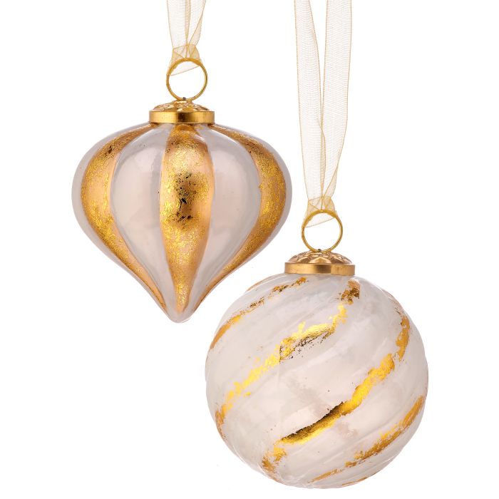 4"GLS SWIRL BALL/ONION ORNAMENT INDIVIDUAL