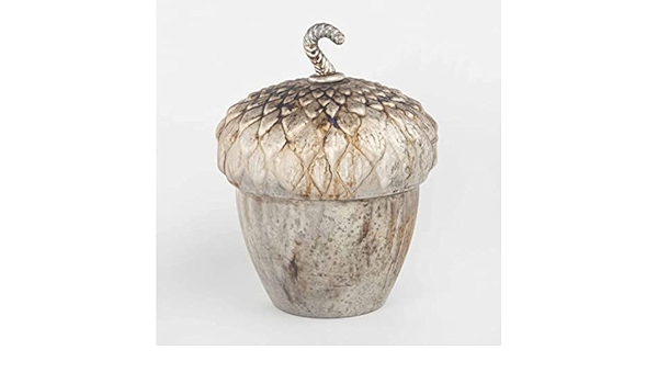 8" BURNT CHAMPAGNE ACORN POT W/LID