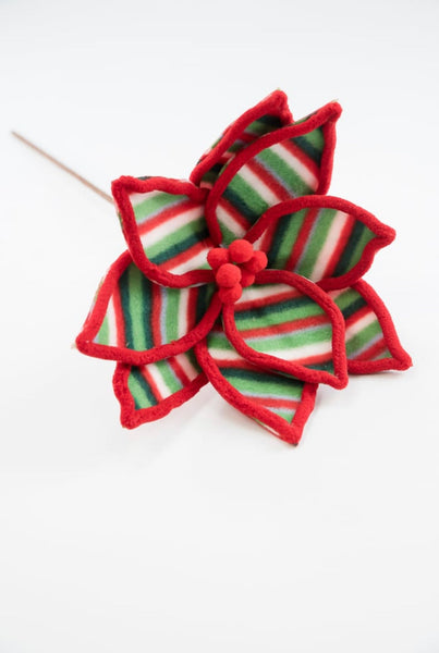 24" STRIPED POINSETTIA STEM