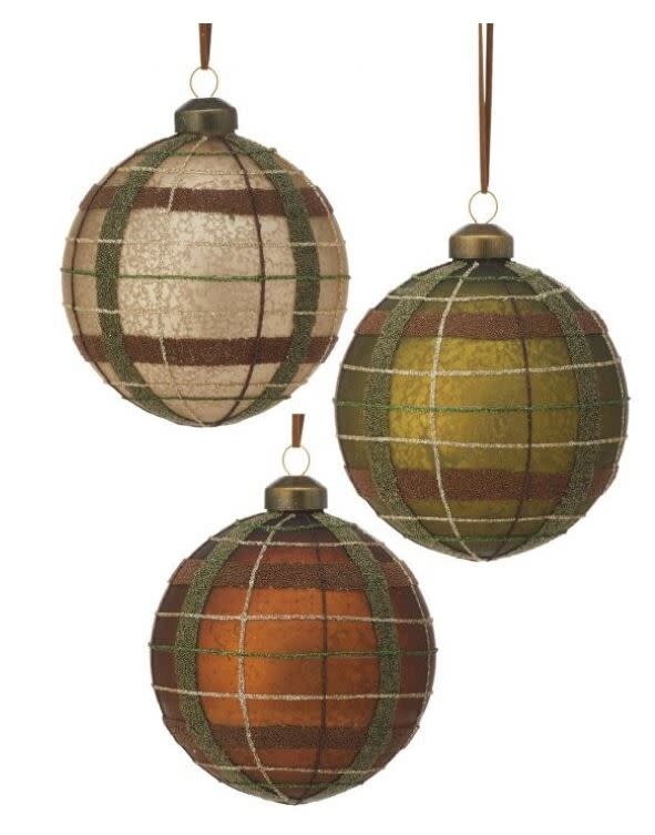 4" GLS MATTE PLAID BALL INDIVIDUAL