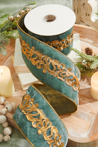 4"X5Y LASER CUT TRIM VELOUR/TISSUE RIBBON