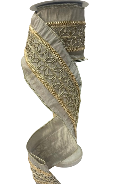 METALLIC GOLD TRIM DUPION RIBBON