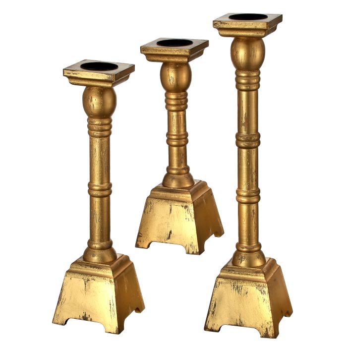 14-20"WOOD CANDLE STANDS SET/3