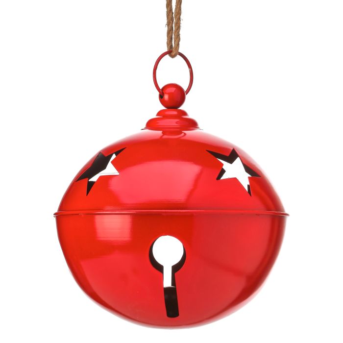 13"PAINTED METAL HANGING JINGLE BELL ORN