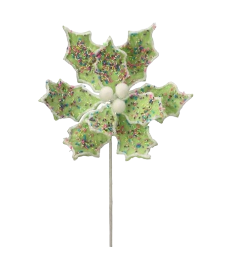 24" SPRINKLES CANDY POINSETTIA STEM GREEN 