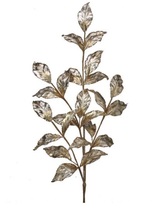 TWOTONE METALLIC SEQUIN EDGE LEAF SPRAY CHAMP/PLAT