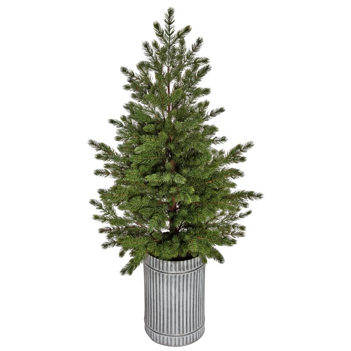 57" PE POTTED SPRUCE TREE IN TIN