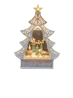 12¨ LED /BTY/TMR SANTA TREE WATER GLOBE 