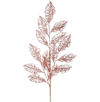 28.5" GLITTERED LACE LEAF SPRAY