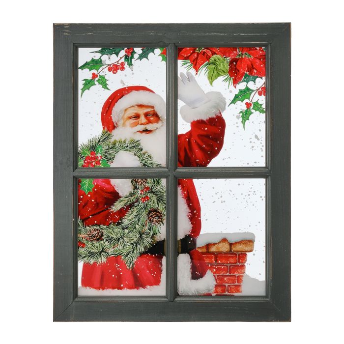 16"X19" ACRYLIC  SANTA BY CHIMNEY WINDOW