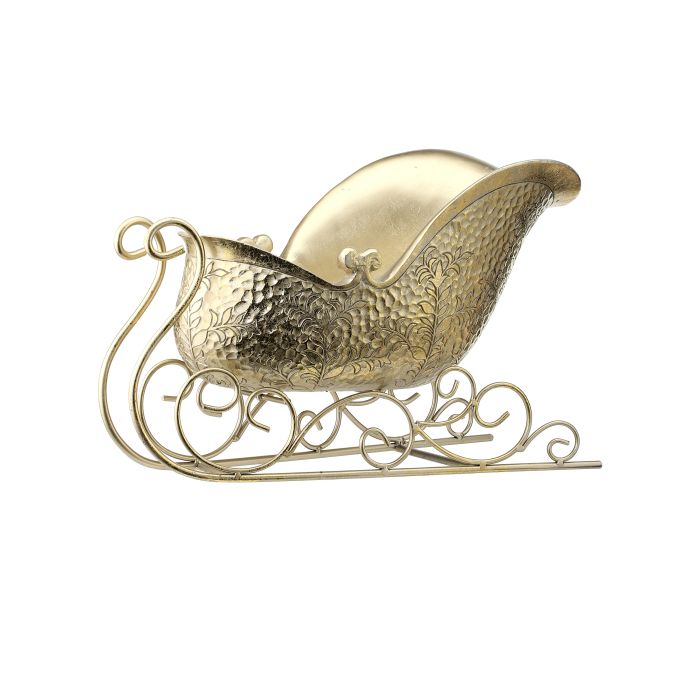 14" RESIN FANCY FLORAL SLEIGH W/METAL RUNNERS