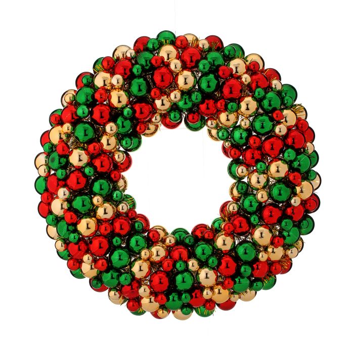 24" VP DELUXE MIXED BALL WREATH RDGG