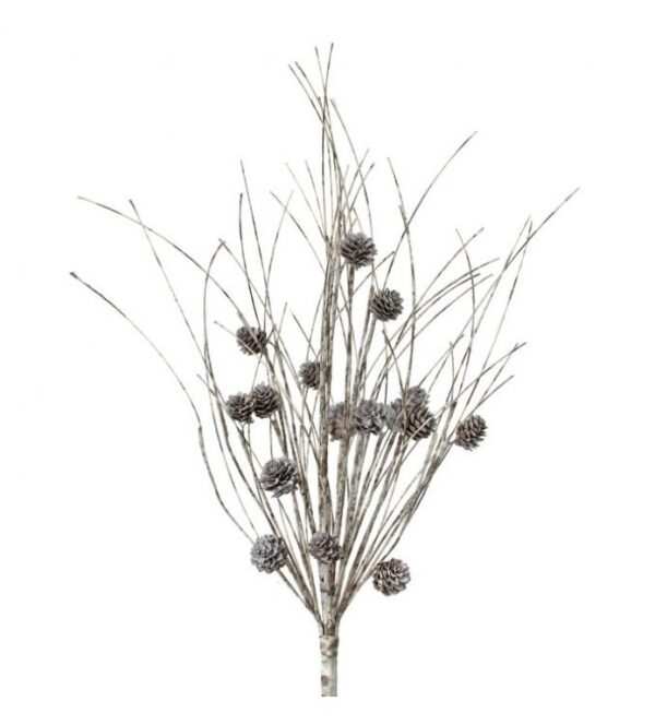 24" FROST BIRCH WRAPPED TWIG W/CONES SPRAY