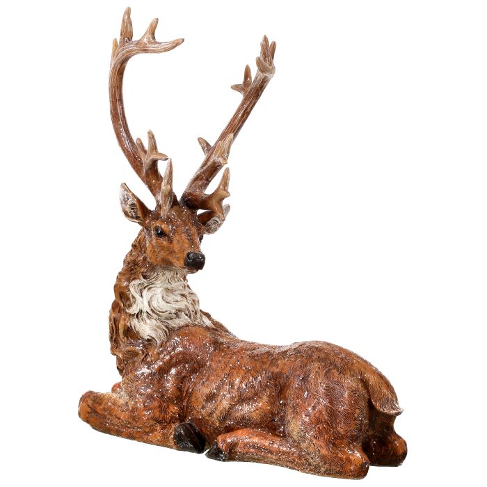 15" RSN FROSTED LAYING REINDEER