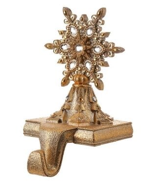 RESIN JEWELED SNOWFLAKE STOCKINGHOLDER GOLD