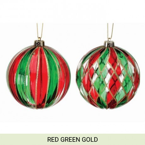 150MM STAIN GLASS PLASTIC BALL ORN AST2