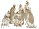 7-18´´WHITEWASH NATIVITY W/GOLD TRIM SET/9´´