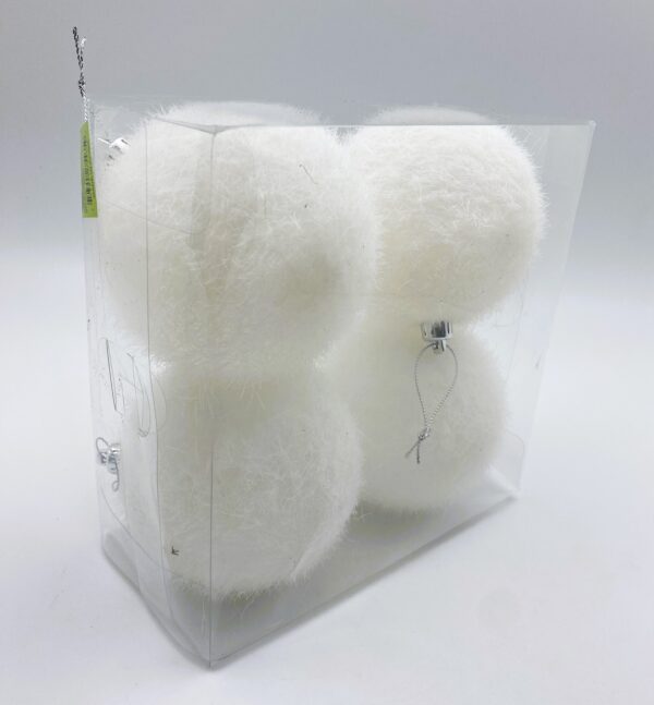 100MM SPARKLE SNOW BALL ORN 4PC AC/BOX
