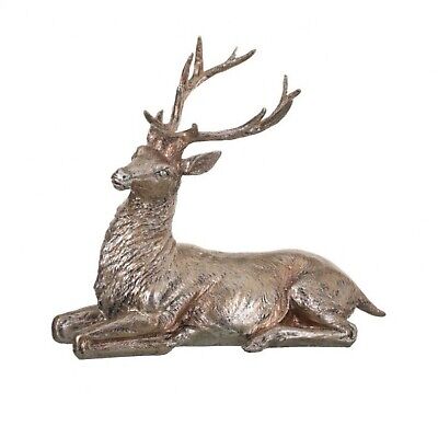 14" RSN GLITTER LAYING DEER 