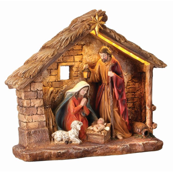 16´´RSN LED BTY/TMR NATIVITY IN CRESH