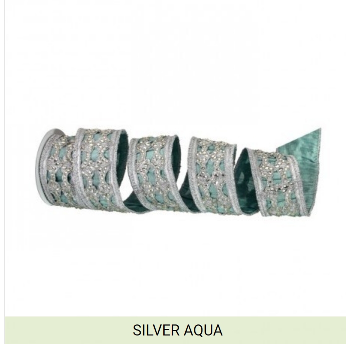 2.5"X5Y JEWELED CUTOUT DUPION WIRED RIBBON 