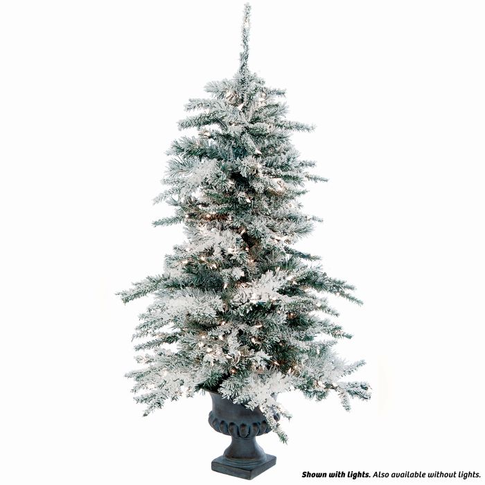 LIT FLOCKED VAIL TREE 4.5 250 L, 40"D POTTED