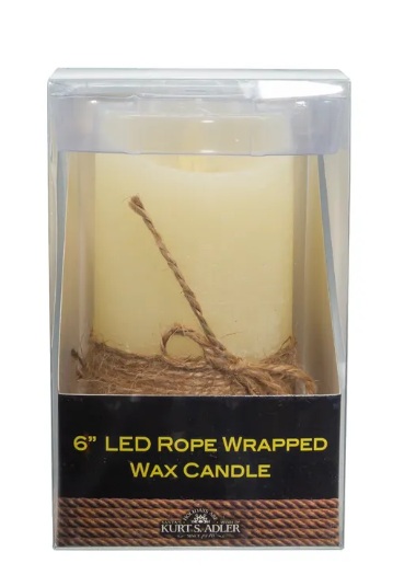 6"LED ROPE FLICKER FLAME IVORY CANDLE W/ROPE. 
