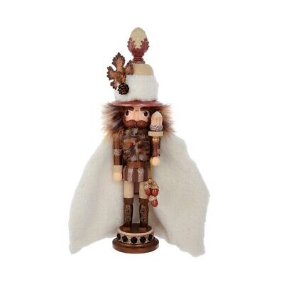 16"HOLLY WOOD IVORY & ACORNS NUTCRACKER