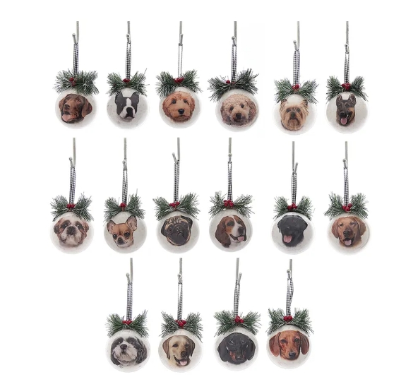 80MM DOG HEAD DESIGN DECOUPAGE BALL INDIVIDUAL. 