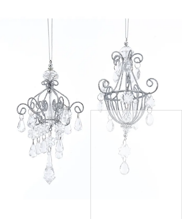 2.2X2.2X6"ACRYLIC DROP CHANDELIER WHITE GLITTER   