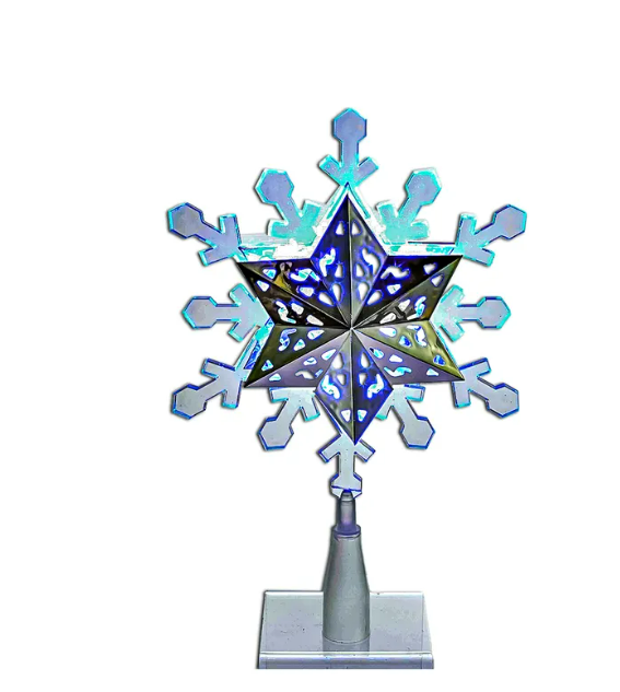 9"ROTATING BLUE & WHITE LED SNOWFLAKE TREETOP 