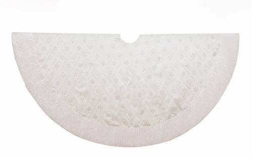 60 WHT DUPION W / LUREX  SNWFLK SKIRT