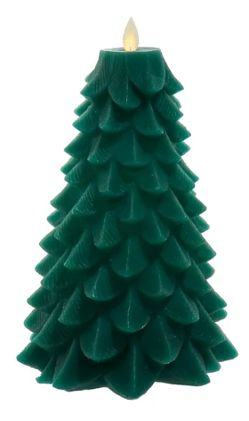 9´´BO LED FLCKR FLAME GREEN TREE CANDL