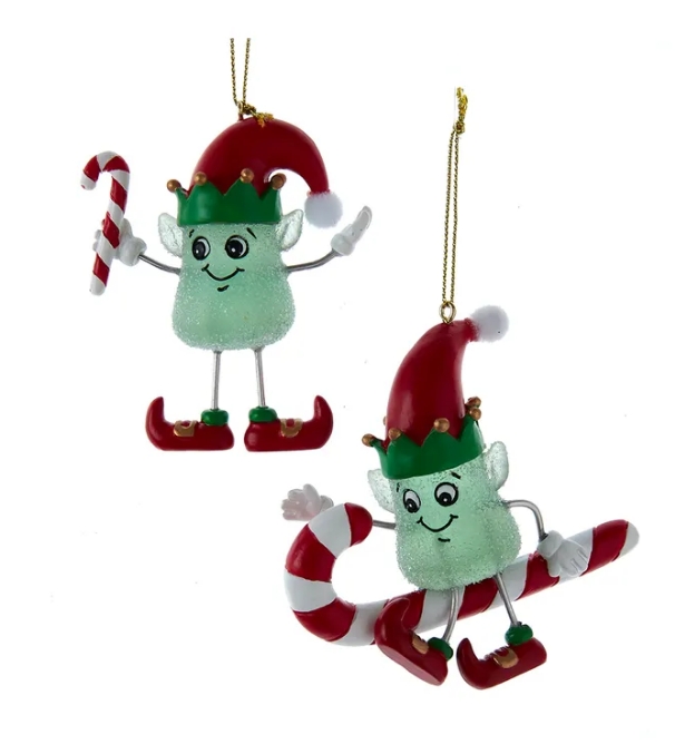 3.5´´RES GUMDROP ELF+CNDYCNE ORN INDIVIDUAL