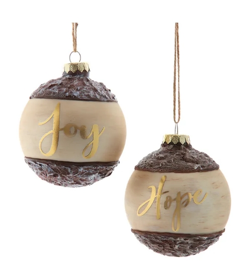 90MM GLASS HOPE/JOY BALL ORN INDIVIDUAL