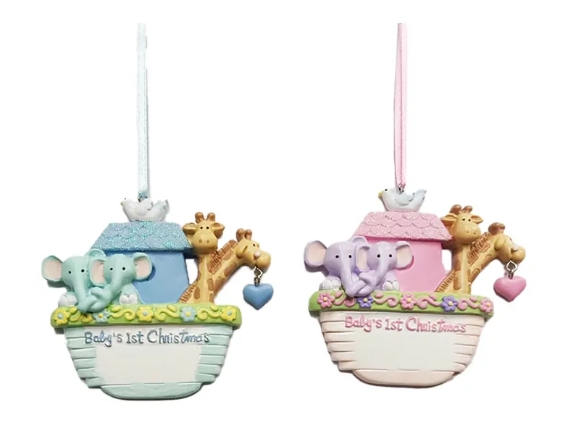 3.5´´BABY´S 1ST ARK BOY+GIRL ORNS INDIVIDUAL