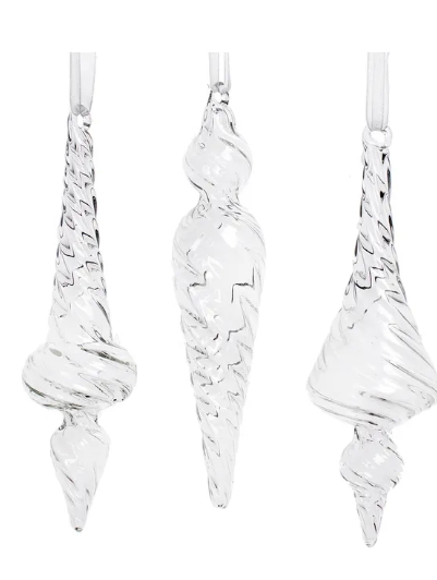 6´´CRYSTAL SPIRAL DSGN GLS ICICLE INDIVIDUAL