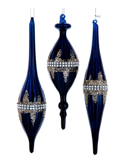 8.5-10.5´´GLASS DK BLUE FINIAL ORNS