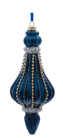 7.5´´DK BLUE DROP W/ STONES+GLITTER