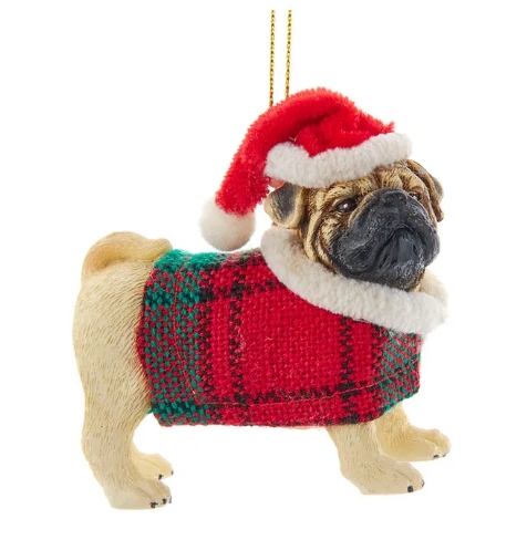 2.28´´RESIN TAN PUG W/COAT ORN