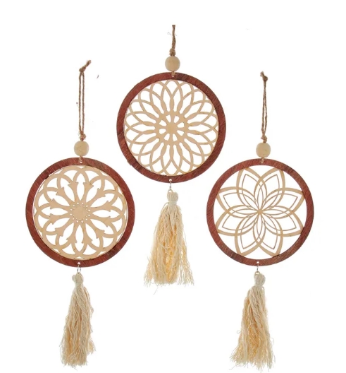 10´´WOOD DISC ORN INDIVIDUAL