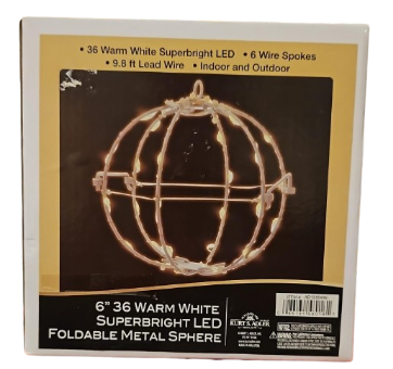 6´´WARM WHT LED FOLDBL METAL SPHERE