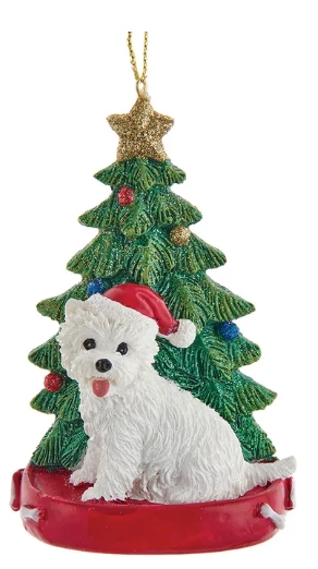 4.25´´W HIGHLAND TERRIER W/ XMAS TREE