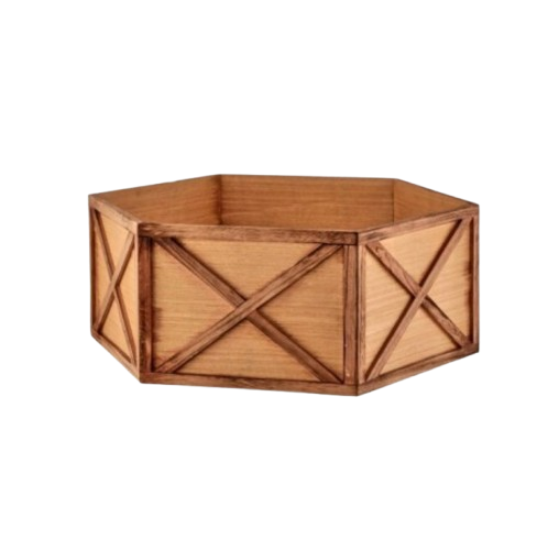 WOOD HEXAGONAL TREE COLLAR 11X26"D