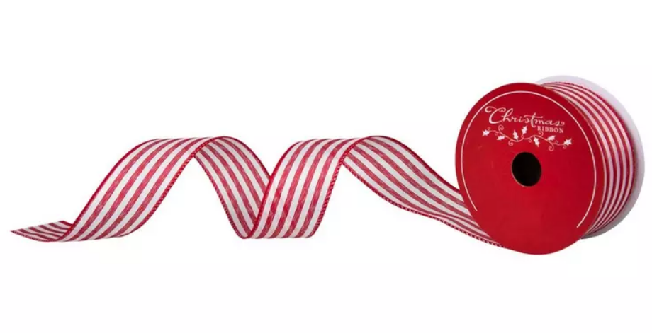 RIBBON RAYAS ROJO CON BLANCO 3.81X9.14CM