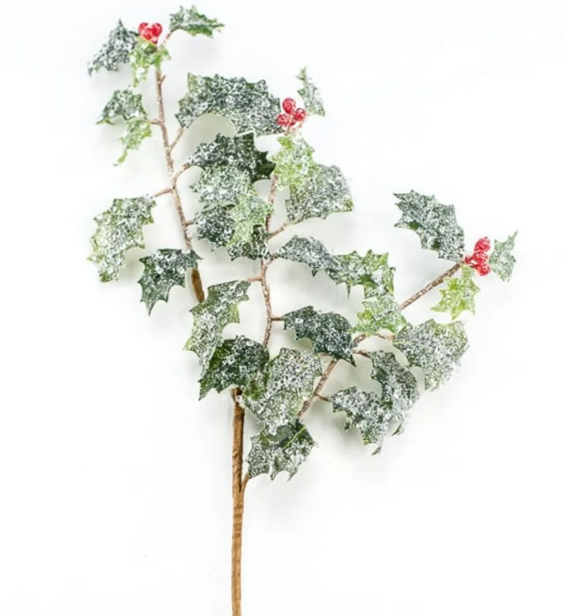 ICED GLITTER MINI HOLLY SPRAY